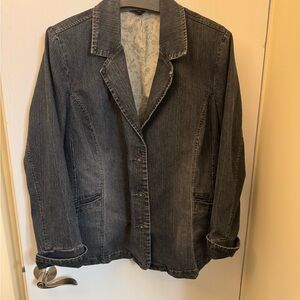 Classic Women's Dark Navy Denim Blazer Jacket
